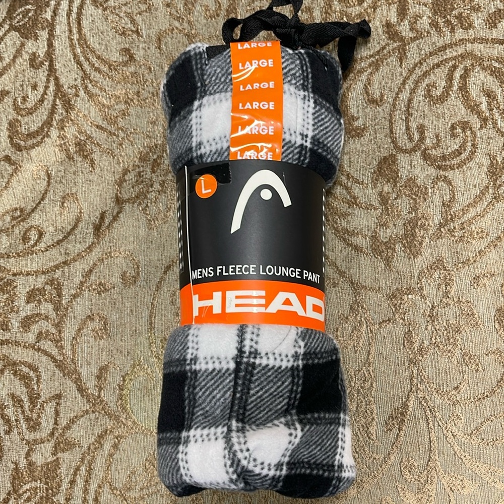 HEAD Men’s Plaid Fleece Lounge Pants Large NWT